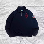Unisex Y2K Tamsiai mėlynas pusiau užsegamas džemperis su užtrauktuku JAV Siuvinėtas Amerikos Vėliavos Pleistras Striukė Vyrams Moterims Vintage Streetwear Mada XL white