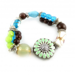 Les Tr&eacute;sors De Lily [E0469] - Bracelet Cr&eacute;ateur 'Douchka' Turquoise Vert žalia