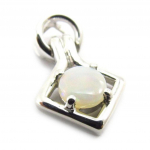 Les Tr&eacute;sors De Lily [J5700] - Pendentif Argent artisanal 'D&eacute;esse Opale' blanc argent&eacute; (rhodi&eacute;) - 20x12 mm