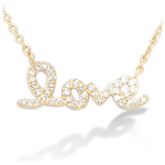 Les Tr&eacute;sors De Lily [L1848] - Collier Plaqu&eacute;-Or 'Love' blanc dor&eacute; - 20x6 mm