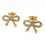 Les Tr&eacute;sors De Lily [M6914] - Boucles plaqu&eacute; or 'Noeud Romantique' blanc dor&eacute;