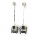 Altesse [N3322] - Boucles argent 'Sissi' noir blanc