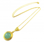 Les Tr&eacute;sors De Lily [P2298] - Collier artisanal plaqu&eacute; or 'Princesse Ottomane' vert dor&eacute;