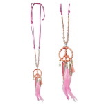 Les Tr&eacute;sors De Lily [Q5939] - Collier sautoir 'Boho' rose (peace) - 90 cm- 16x5 cm ry&scaron;kiai rožinė