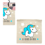 Les Tr&eacute;sors De Lily [Q2407] - Housse de coussin coton 'Licorne My Unicorn' beige turquoise (Je vends du r&ecirc;ve) - 40x40 cm