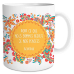 Les Tr&eacute;sors De Lily [Q3657] - Mug c&eacute;ramique 'Sagesse' (Tout ce que nous sommes r&eacute;sulte de nos pens&eacute;es - Bouddha) - 9. 5x8 cm geltona