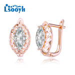 LSOOYH Clip Auskarai Rožinio aukso spalvos Madingi auskarai moterims Tu&scaron;čiaviduriai kubiniai cirkonio auskarai, papuo&scaron;alai A