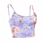 Sexy Slim Sling Angel Print Summer Camisole Moteri&scaron;kos seksualios gatvės aprangos trumpai apkarpytos bambos liemenėlės vir&scaron;us S mėlyna