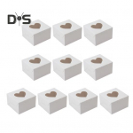 10 vnt. Didelės apkrovos kepinių pakavimo dėžutė, tvirta, prakti&scaron;ka, vestuvinė, Valentino dienos tortų, pyragaičių dėžutė su langeliu &scaron;irdelės formos S balta