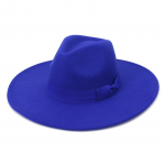 (Projektorius)Unisex mados platus vilnos diržas plok&scaron;čias vir&scaron;us Fedora Hat Party Church Hats Cap One Size tamsiai mėlyna spalva