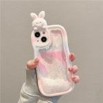 3D skystas Quicksand Bling Glitter Cute Pig Funny Rabbit Animacinio filmo telefono dėklas, skirtas iPhone 14 13 12 11 Pro Max mink&scaron;tas galinis dėklas For iPhone 12 Pro