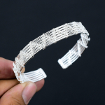Sidabruotas vario viela apvyniotas dizainerio apyrankė jai Adjustable sidabras