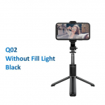 Q02S belaidis &bdquo;Bluetooth&ldquo; &bdquo;selfie Stick&ldquo; sulankstomas mini trikojis su užpildymo &scaron;viesos užrakto nuotolinio valdymo pulteliu, skirtas &bdquo;Huawei IOS Android&ldquo; No Fill light juoda
