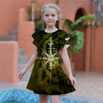 Mergaičių mėlynos spalvos &bdquo;Pentagram&ldquo; spausdintos suknelės, vaiki&scaron;kos, vakarėliams skirtos suknelės. 80 mėlyna