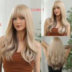 HAIRCUBE ilgas banguotas sintetinis perukas, skirtas Cosplay Natural Brown Ombre perukas moterims Kasdienis vakarėlis kar&scaron;čiui atsparus netikriems plaukams su kirpčiukais