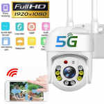 5 GHz ir 2,4 GHz WiFi belaidė kamera 8 &scaron;viesos diodų infraraudonųjų spindulių naktinio matymo internetinė kamera vandeniui atspari stebėjimo kupolinė vaizdo kamera palaiko realaus laiko balso domofoną EU Plug balta