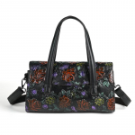 Johnature Retro reljefinis rankomis dažytas natūralios odos moteri&scaron;kas krep&scaron;ys Universalus karvės odos pečių ir skersinio kūno krep&scaron;iai juoda