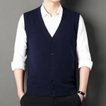 Vyri&scaron;ka vilnonė liemenė, rudens ir žiemos mados laisvalaikio masyvus V formos kaklo vyri&scaron;kas megztinis be rankovių su liemene su kardiganu XL