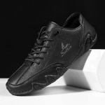 Vyri&scaron;ki skeltos odos laisvalaikio odiniai batai Vyri&scaron;ki skraidyklės Patogūs vairavimo batai Mokasinai Vyri&scaron;ki plok&scaron;čiapadžiai batai 46 juoda