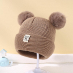 Vienspalvė vilna megzta skrybėlė Bebe naujagimio kepurė Pompom miela žieminė kepurė Vaikams berniukams mergaitėms vaikams &scaron;ilta kepurė beanie kepurė 0-3Y chaki