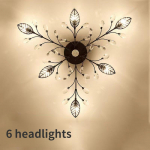 &Scaron;iuolaikiniai kri&scaron;toliniai lubų sietynai patalpų ap&scaron;vietimo sietynai Kri&scaron;toliniai blizgesiai, skirti svetainei miegamajam virtuvei LED &scaron;viestuvai 6 headlights - warm light juoda