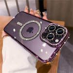 Prabangus Diamond Glitter Magnetinis įkrovimo silikoninis mink&scaron;tas dėklas, skirtas iPhone 16 15 14 13 12 Pro Max Plus 11 skaidrus smūgiams atsparus dangtelis iPhone 12