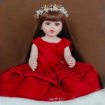 22 colių vinilo atgimusi lėlė Miela mergaitė, lėlė, dėvėta raudona princesės suknelė Vaikams keičiasi drabužiai lėlė, vaikas, žaidimų draugas žaislas mažyliui, gimtadienis 22 Inch
