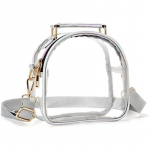 &bdquo;Super Bowl&ldquo; moteri&scaron;kas pečių krep&scaron;ys, skaidrus &bdquo;Crossbody Messenger&ldquo; rankinės, vandeniui atsparios PVC ki&scaron;enės vasaros kelionėms 18x7.9x18cm juoda