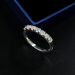 Paprastas natūralus opalas mažas žiedas 7vnt apvalus 3 mm brangakmeniai moteri&scaron;ki puikūs papuo&scaron;alai 925 sterlingas sidabras eleganti&scaron;ka dovana mergaitėms 2024 m. us ring size 6# balta