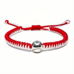 1/2 vnt rankų megztos apyrankės beisbolo dovana, reguliuojama beisbolo karoliukų apyrankė paaugliams, suaugusiems 1pc