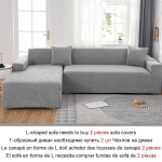Elastingas tamprus sofos užvalkalas 1/2/3/4 sėdimos sofos sofos užvalkalai universalioms sofoms Svetainės segmentinis L formos užvalkalas Part B-B 195-230cm sidabras