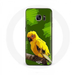 Coque pour samsung galaxy S6 edge Oiseaux de Perruches jaune Fond Vert