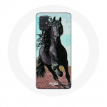 Coque pour Samsung Galaxy A71 Cheval Noir De La Race Frisonne