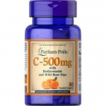 Puritan's Pride Vitaminas C Er&scaron;kėtuogės 500 mg, 30 kapsulių 30 Caps