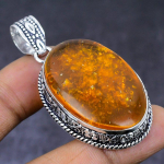 Natural Baltic Amber Gemstone 925 Steling Silver Jewelry Pendant 2.17 l3u04