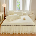 Pavasario ir vasaros nėriniuotas lovos sijonas Vienvietis princesės nėrinių &scaron;lifuotas čiužinys Neslystantis apsauginis užvalkalas lovatiesė Dovana 180*200cm 3pcs