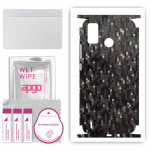 apgo Protective Skin Sticker for the back+sides compatible with Tecno Spark 6 Go, Full Wrap Film, Foil, Vinyl - Pattern Carbon Black Pixel