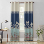 Gėlių augalų langų užuolaidos svetainei prabangios miegamojo užuolaidos virtuvės žaliuzės užuolaidėlės užuolaidos 135W x 60H(cm) x1 blue
