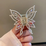 Kalnų kri&scaron;tolinis drugelis, didelis plaukų letenėlis, blizgantis drugelis, plaukų segtukas, moteri&scaron;kas, eleganti&scaron;kas, senovinis, eleganti&scaron;kas moteri&scaron;kas galvos apdangalas.