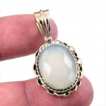 Natūralus Aqua Chalcedono Brangakmenis 925 Kieto Sidabro Dvispalvis Pakabukas 1,50 C2I93
