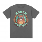 Juokingi &bdquo;Bober Kurwa Print&ldquo; grafiniai mar&scaron;kinėliai Vyri&scaron;ki laisvalaikio madingi mar&scaron;kinėliai trumpomis rankovėmis Vasaros unisex 100 % medvilnės negabaritiniai mar&scaron;kinėliai S juoda