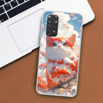 Cartoon Cute Cat Fish esteti&scaron;kas telefono dėklas, skirtas Xiaomi Redmi Note 13 12 12S 11 11S 10 10S 9 9S 11T 11E Pro Plus 8 8T 7 + Coque Co Redmi Note 8