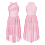 Vaikų mergaičių lyri&scaron;ka Lotynų Amerikos &scaron;okių suknelė be rankovių putojanti kri&scaron;tolinis triko baleto &scaron;okių drabužiai 9-10 Years rožinė