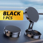 Apvalus sulankstomas magnetinis automobilio laikiklis 360 laipsnių pasukamas mobiliojo telefono laikiklio tvirtinimas Tvirtas magneto atrama iPhone Samsung stovui juoda