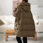 Žieminė moteri&scaron;ka pūkų striukė, kasdieni&scaron;ka, laisva, didelio dydžio, &scaron;ilta parka, moteri&scaron;kas rai&scaron;teliu užveržiamas gobtuvas, pūkinis paltas One Size žalia