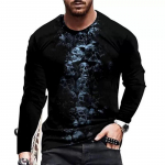 Vyri&scaron;ki pavasario ir rudens mar&scaron;kinėliai ilgomis rankovėmis Vyri&scaron;ki mar&scaron;kinėliai su apvalia kakle 3D spausdinta spausdinta ilgomis rankovėmis S