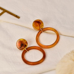 Madingi dervos rudi apvalūs segtukai ant auskarų temperamento korėjieti&scaron;ki akriliniai geometriniai dideli apskritimai auskarai moterims be auskarų