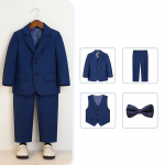 Balta Mėlyna Vaikų Berniukų Baltas &Scaron;varkas Liemenė Kelnės Vaikų Krik&scaron;tynų Vestuvių I&scaron;leistuvių Kostiumas Kūdikio Berniuko Eleganti&scaron;ka Suknelė Paauglių Vakarėlio Kostiumas Žalia Raudona 120cm tamsiai mėlyna spalva