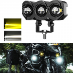 1/2 vnt. Universalus 25W LED priekinis žibintas Dvispalvis Trijų lę&scaron;ių LED prožektorius su tolimąja ir artimąja &scaron;viesa Motociklo LED važiavimo žibintai 1pcs