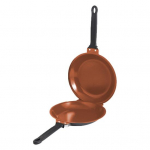 Dvipusė blynų keptuvė su dangčiu, nelipniu apverčiama kepimo skarda tobuliems nerūdijančio plieno blynams žalia